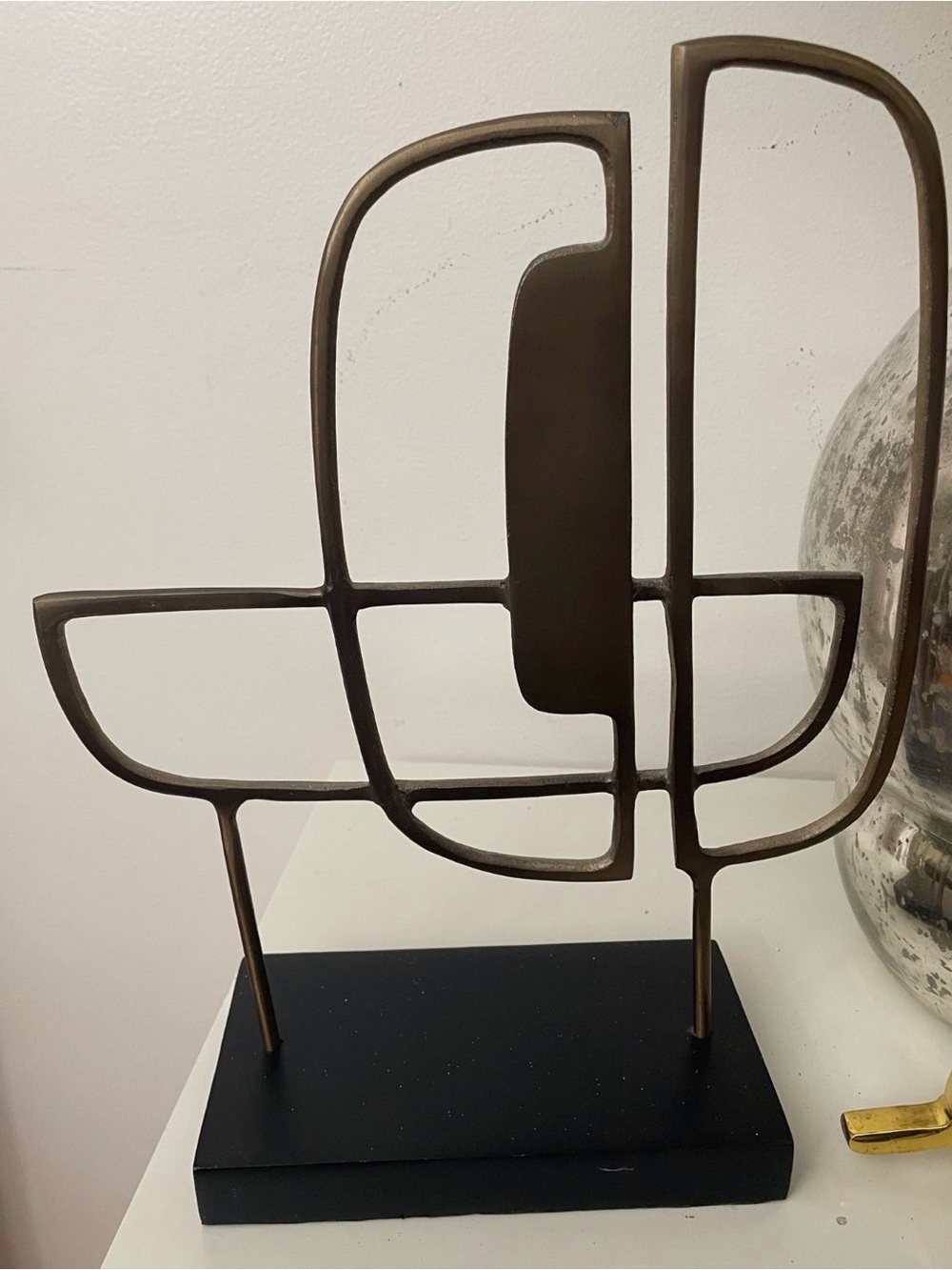 Pottery Barn Abstract Metal Sculpture in Bronze and Black